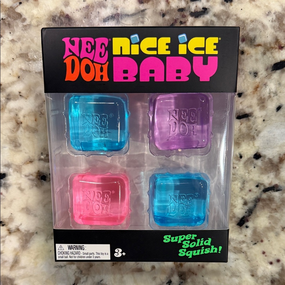NEW! SOLD OUT! Nee Doh Nice Ice Baby Super Solid Squish Set - Blue, Pink, Purple